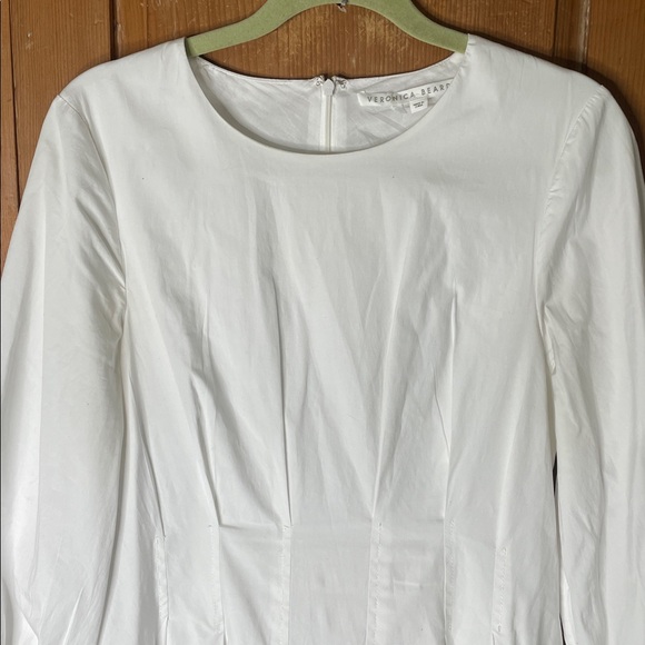 Veronica Beard Torres corset-waist white cotton long sleeve dress - Picture 5 of 11